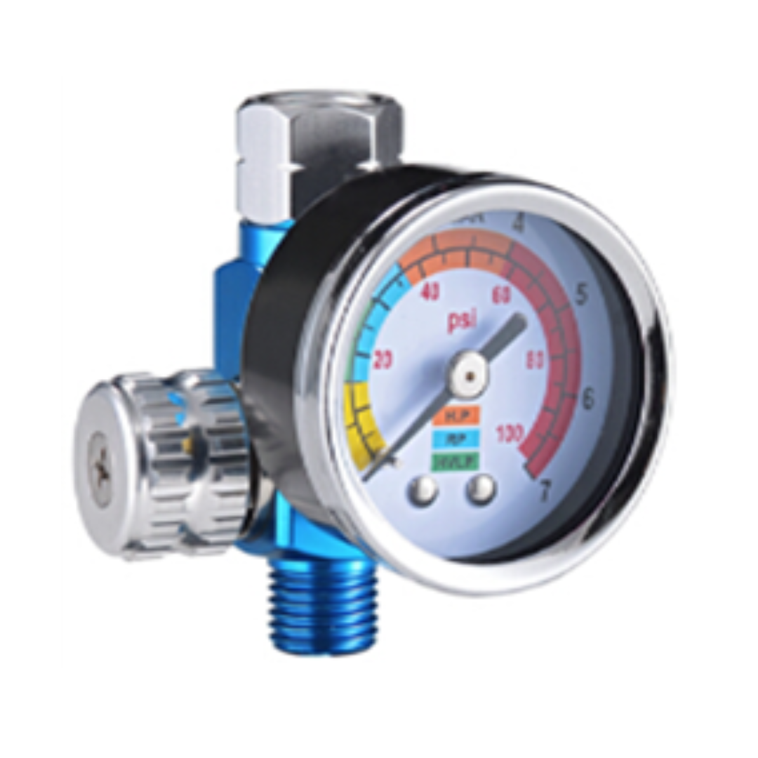 REGULADOR PRESIÓN ENTRADA AIRE PARA PISTOLA 1/4"   REF: RP-002-G  MARCA: PRONA